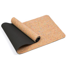 High elasticity durable easy to clean lightweight cork yoga mat set with double layer